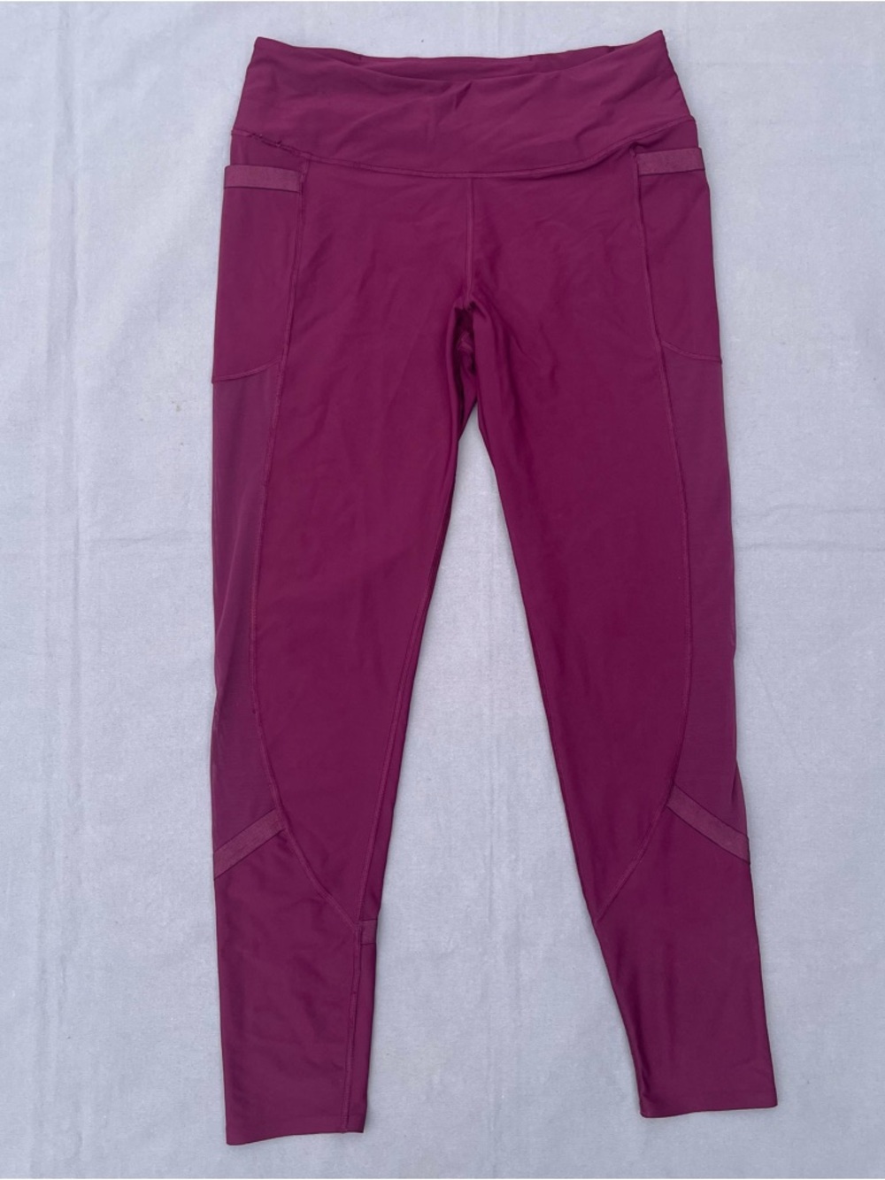 Victoria's Sport Womens Sz L Maroon Sheer Yoga Athletic Leggings W/Pockets POC